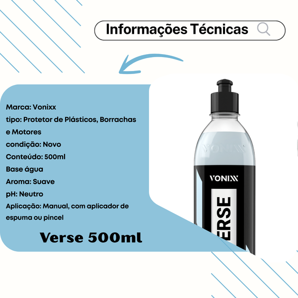 6 Protetor De Plásticos, Borrachas Motores Verse 500ml Vonix