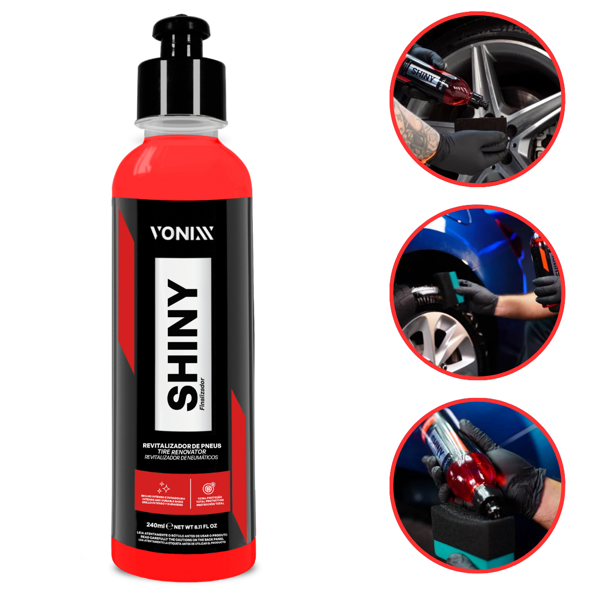 Revitalizador de Pneus Pretinho Shiny Vonixx – Brilho Intenso e